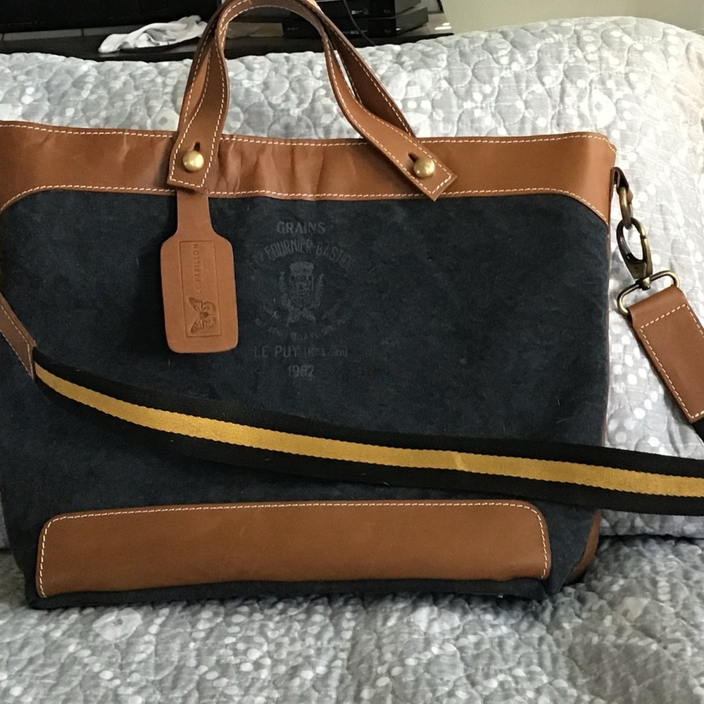 Handmade Le Papillon Bag leather trim and handle.